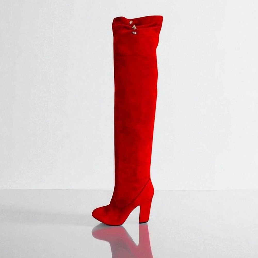 Sigerson Morrison OTK Red Suede Boots Size 8 B